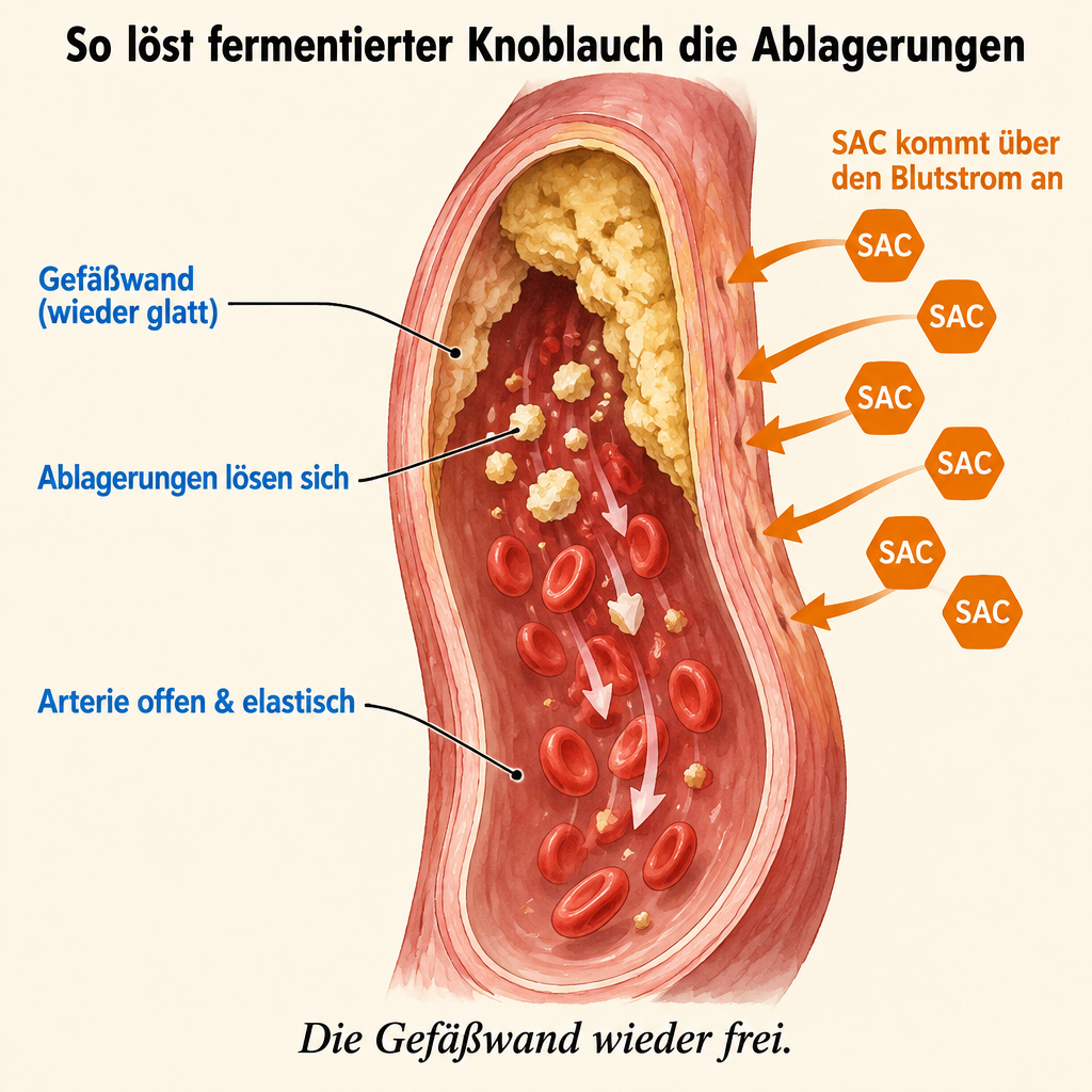 Die Gefäßwand wieder frei.